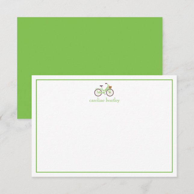 Cute Bicycle Personalised Note Cards (Front/Back)