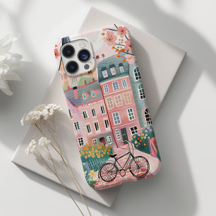 Cute Bicycle Stylish City Scene iPhone 14 Pro Case