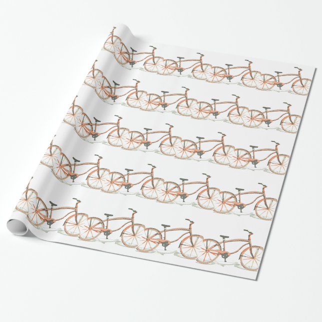Cute bicycle wrapping paper (Unrolled)