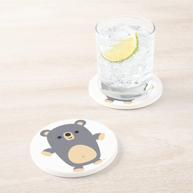 Cute Big Blue Cartoon Bear Coaster (Side)