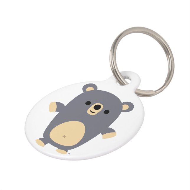 Cute Big Blue Cartoon Bear Dog Tag (Side)