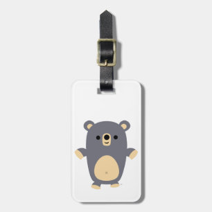 Cute Big Blue Cartoon Bear Luggage Tag
