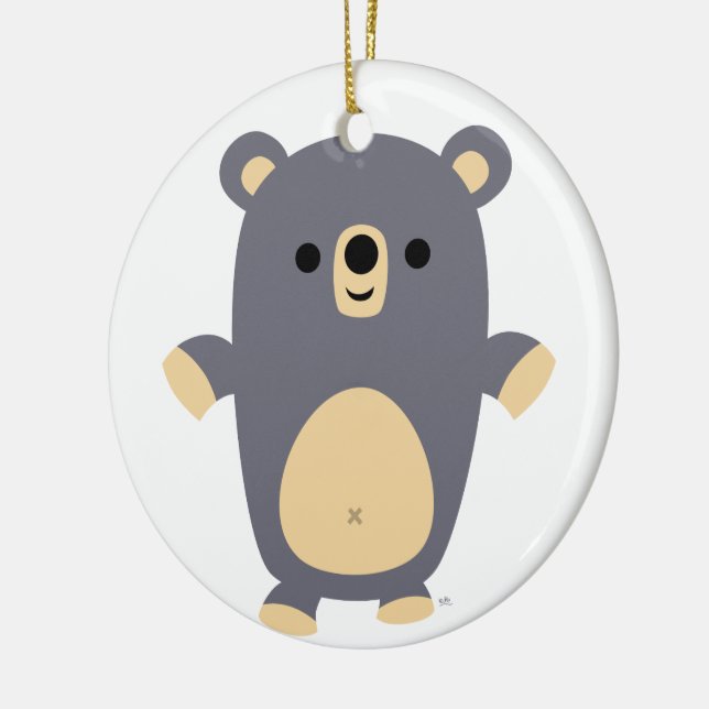 Cute Big Blue Cartoon Bear Ornament (Left)