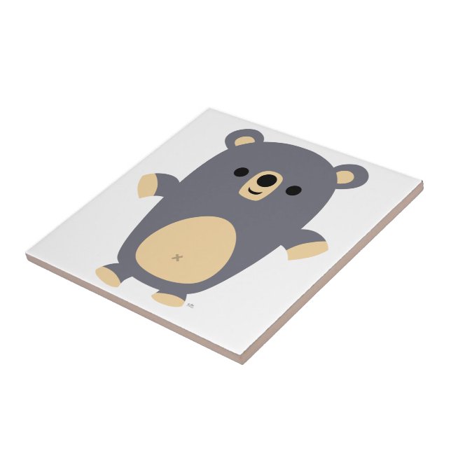 Cute Big Blue Cartoon Bear Tile (Side)