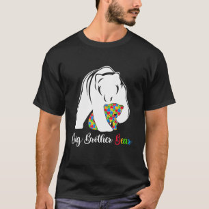 Cute Big Brother Bear Autism Awareness Autistic Fa T-Shirt