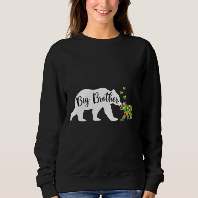 Cute Big Brother Bear Autism Awareness Support Aut Sweatshirt (Front)