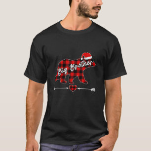 Cute Big Brother Bear Family Red Plaid Christmas P T-Shirt