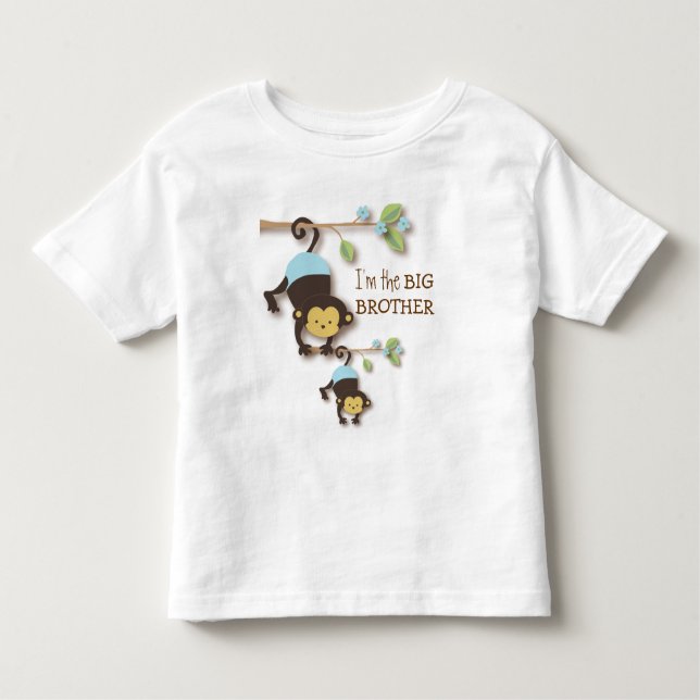 Cute Big Brother Monkey with Lil' Baby Sis Toddler Toddler T-Shirt (Front)