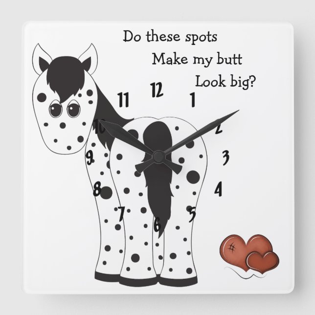 Cute Big Butt Appy Leopard Appaloosa Horse Square Wall Clock (Front)