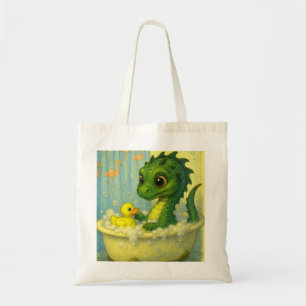 Cute big eye baby sea serpent bubble bath fantasy tote bag