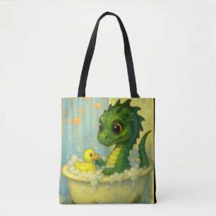 Cute big eye baby sea serpent bubble bath fantasy tote bag
