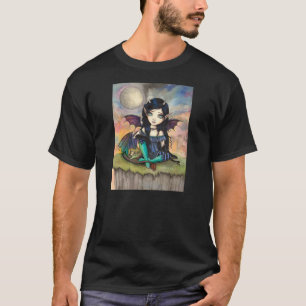 Cute Big Eye Fairy and Dragon Fantasy Art T-Shirt