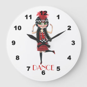 Cute Big Eye Flapper Girl Doll Dance Large Clock