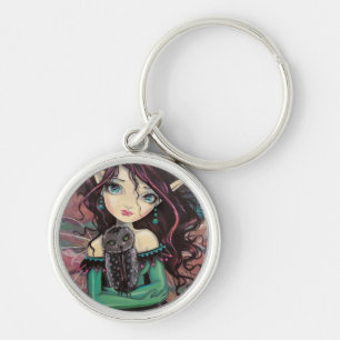 Cute Big-Eye Gothic Fairy and Owl Key Ring