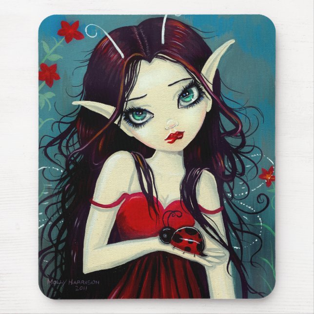 Cute Big Eye Ladybug Fairy Mousepad (Front)