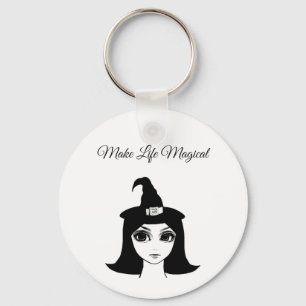 cute big eye witch girl fantasy fairytale art  key ring