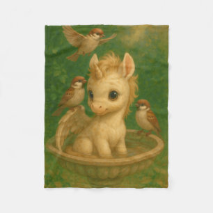 Cute, Big-eyed, baby unisus, pegasus unicorn Fleece Blanket