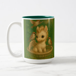 Cute, Big-eyed, baby unisus, pegasus unicorn Two-Tone Coffee Mug