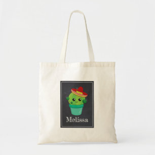 Cute Big-Eyed Cactus in Red Sombrero Tote Bag