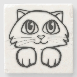 Cute  Big Eyed Cat Stone Coaster