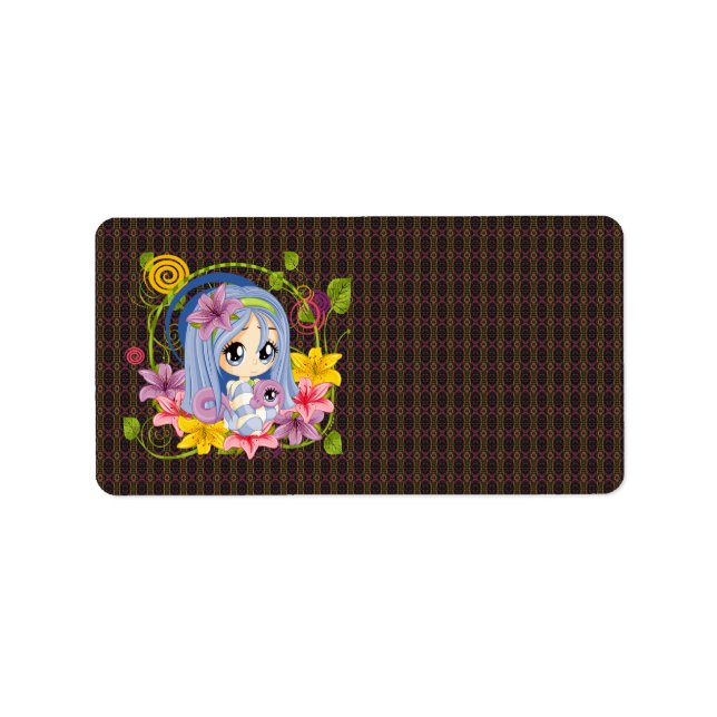 Cute Big Eyed Chibi Dragon Fairy Label (Front)