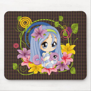 Cute Big Eyed Chibi Dragon Fairy Mouse Pad