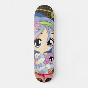 Cute Big Eyed Chibi Dragon Fairy Skateboard