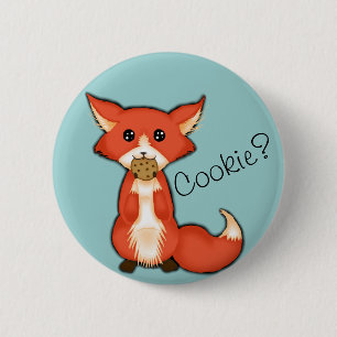 Cute Big Eyed Fox Eating A Cookie 6 Cm Round Badge
