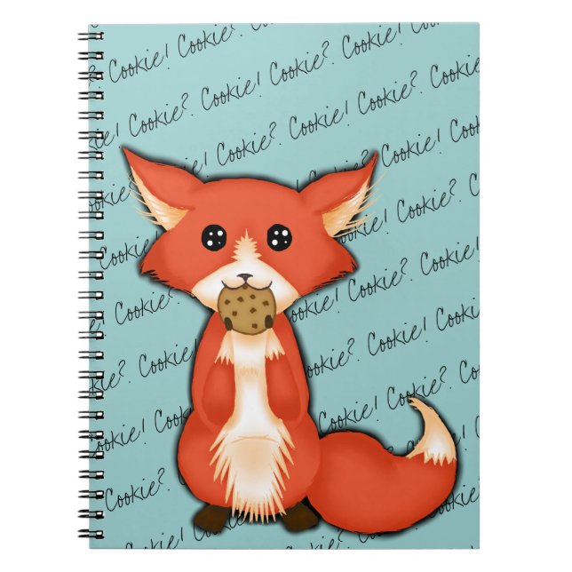 Cute Big Eyed Fox Eating A Cookie Notebook (Front)
