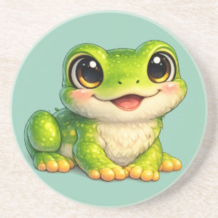 Cute Big-Eyed Frog Kawaii Animal Design Coaster