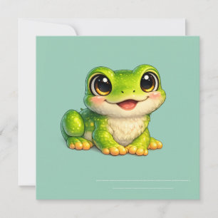 Cute Big-Eyed Frog Kawaii Animal Design Invitation