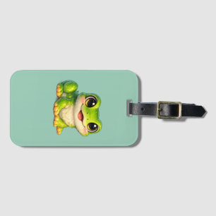 Cute Big-Eyed Frog Kawaii Animal Design Luggage Tag