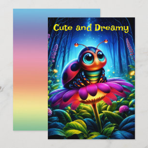 Cute big-eyed Ladybug with a mystical glow Invitation