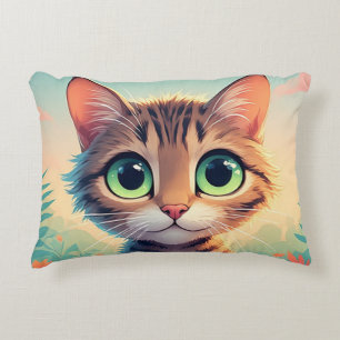 Cute Big-Eyed Tabby Kitten Decorative Cushion