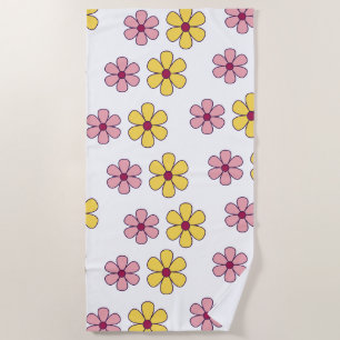 Cute big flowers beach towel