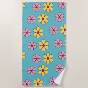 Cute big flowers beach towel