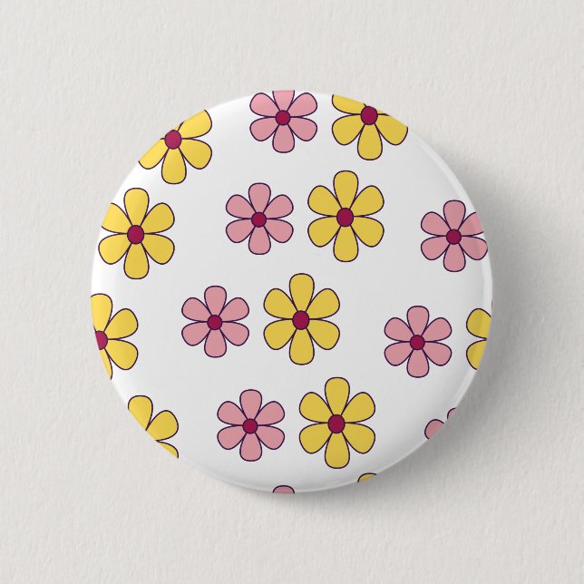 Cute big flowers pattern 6 cm round badge (Front)