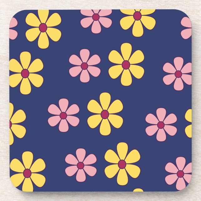 Cute big flowers pattern coaster (Front)