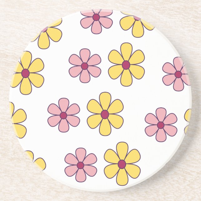 Cute big flowers pattern coaster (Front)