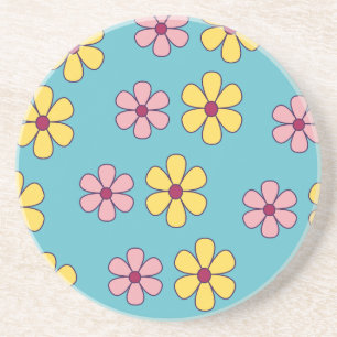 Cute big flowers pattern coaster