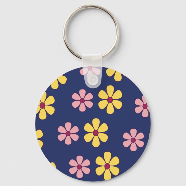 Cute big flowers pattern key ring (Front)