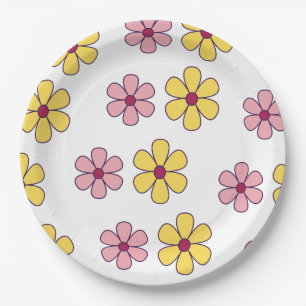 Cute big flowers pattern paper plate