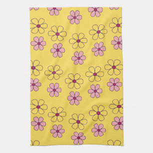 Cute big flowers tea towel