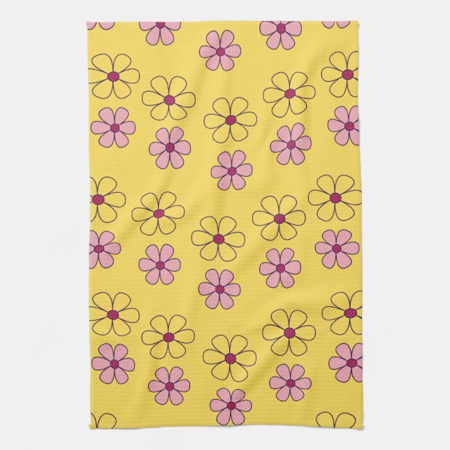 Cute big flowers tea towel (Vertical)