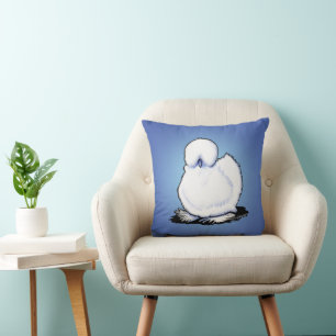 Cute Big Silkie Chicken Throw Pillow