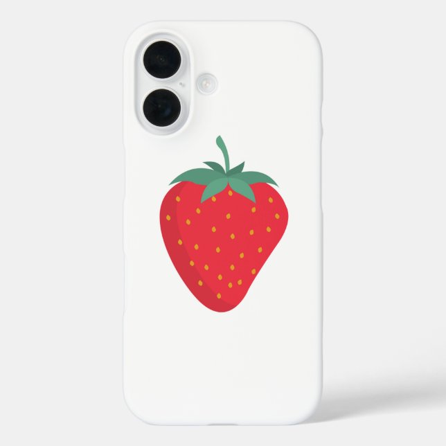 Cute Big Strawberry iPhone 16 Case (Back)