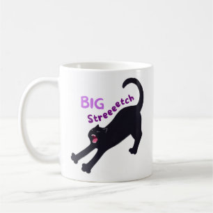 Cute Big Stretch Black Cat - For Cat Lovers Coffee Mug