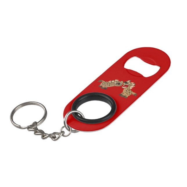Cute Big Teeth Hyenas Keychain Bottle Opener (Front Angled)