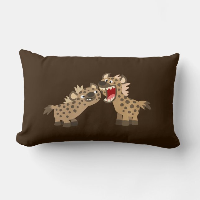 Cute Big-Teethed Cartoon Hyenas Pillow (Front)