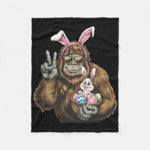 Cute Bigfoot Bunny Sasquatch Easter Day Mens Boys Fleece Blanket